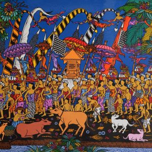 Tableau acrylique sur toile : Upacara (cérémonie) par l'artiste peintre Tagen