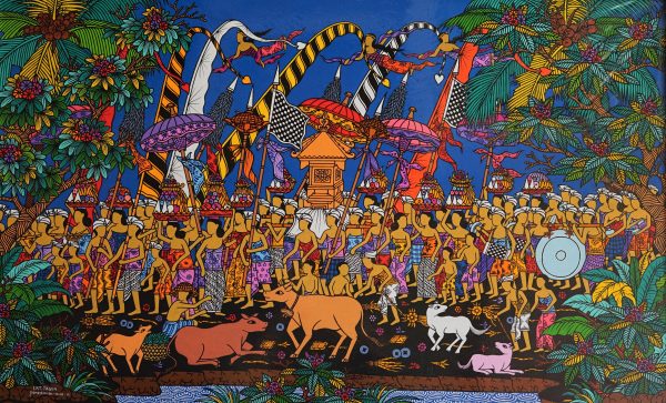 Tableau acrylique sur toile : Upacara (cérémonie) par l'artiste peintre Tagen