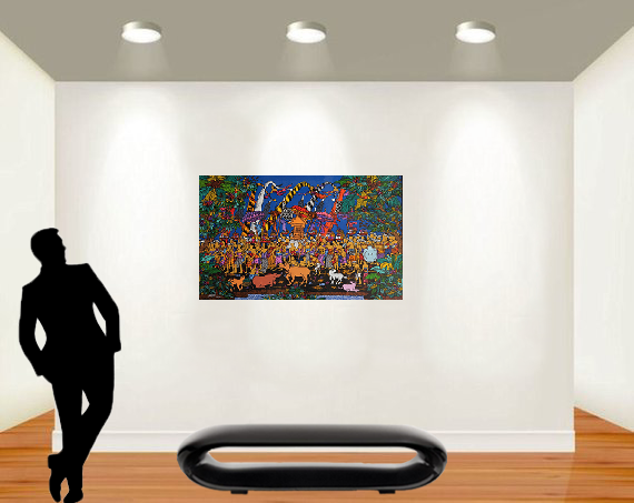 Acrylic painting on canvas: Ceremony by the artist Tagen to discover on www.my-obe.com