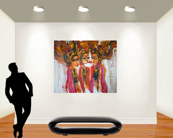 Tableau acrylique sur toile : Danse de l'Amour par l'artiste peintre Nanang Lugonto